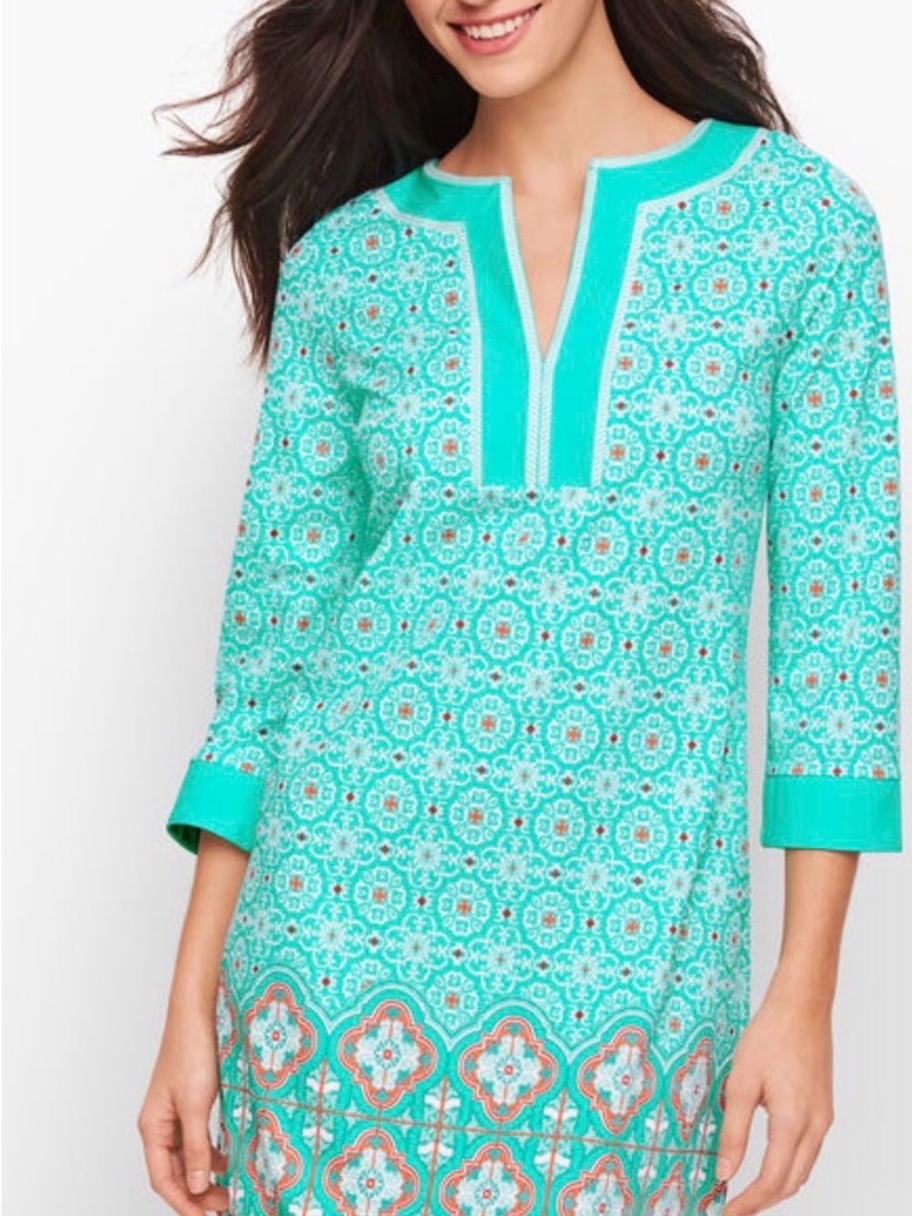 Women’s Cabana Life Turquoise Printed Swim Cover-Up Tunic